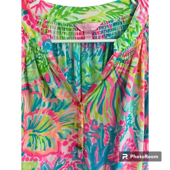 Lilly Pulitzer Elsa Silk "Lovers Coral" Top Women's Size Medium - Picture 2 of 7